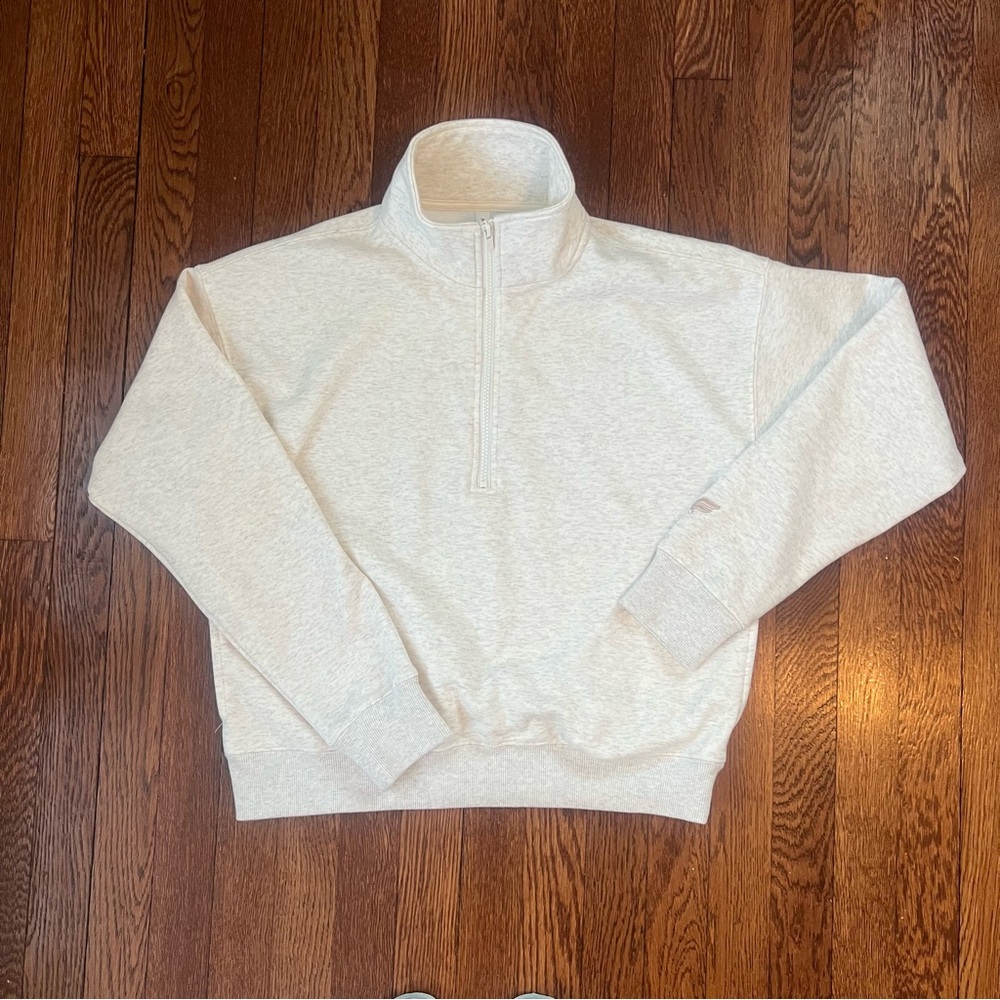 Fabletics Women's Cream Half-Zip Sweatshirt